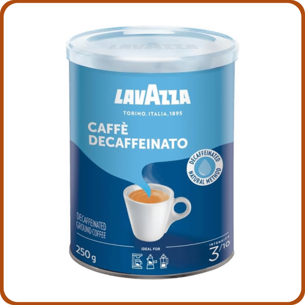 Lavazza, Caffè Decaffeinato, Café Molido Natural Descafeinado, para Cafetera Italiana, de Filtro y Francesa, Notas Aromáticas de Frutos Secos, Arábica y Robusta, Intensidad 3, Tueste Medio, 250g