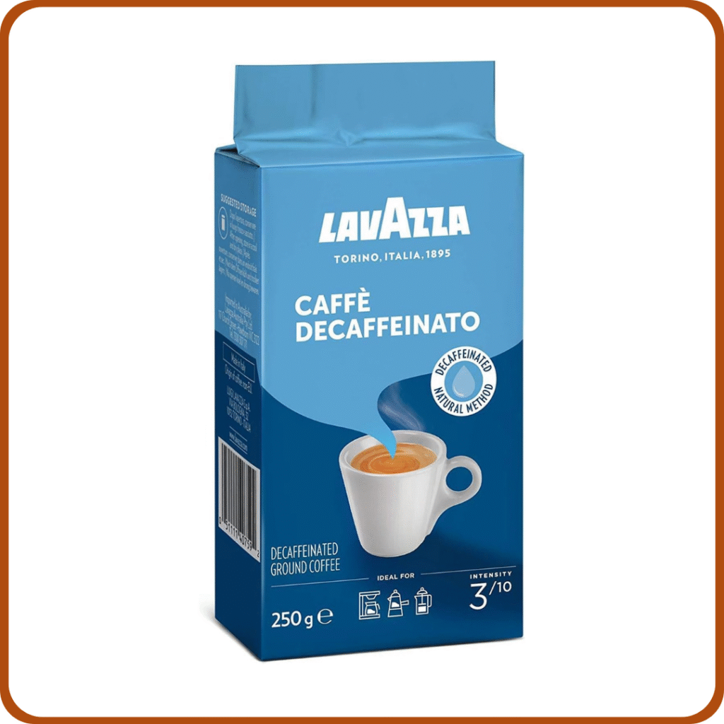 Lavazza, Caffè Decaffeinato, Café Molido Natural Descafeinado, para Cafetera Italiana, de Filtro y Francesa, con Notas de Frutos Secos, Arábica y Robusta, Intensidad 3, Tueste Medio, 250 g