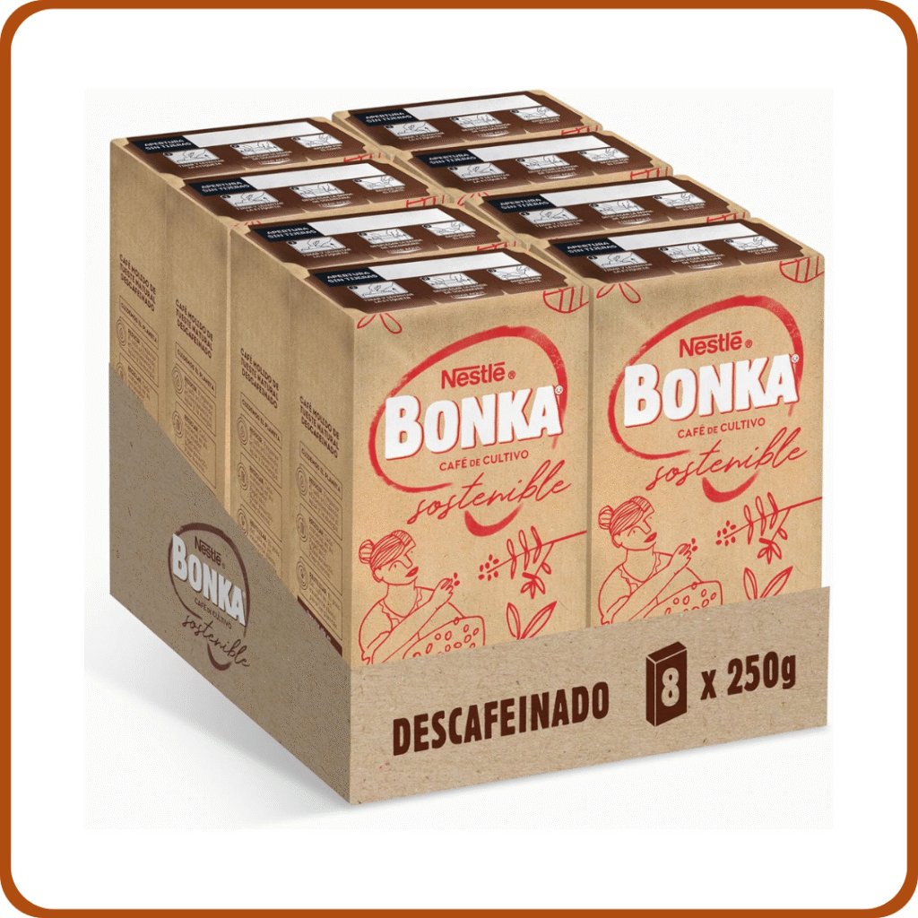 Bonka Café Molido Descafeinado 250 g - 8 paquetes