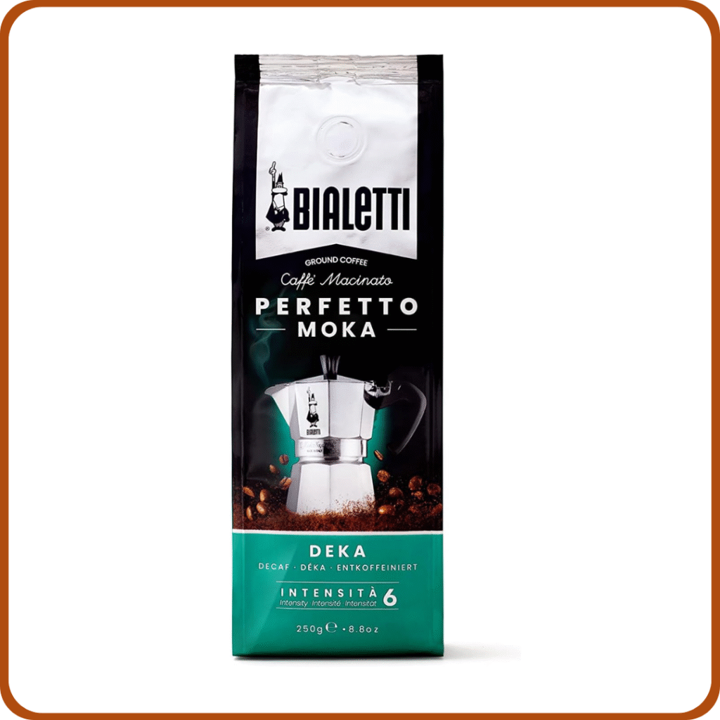 Bialetti - Perfetto Moka Deka: Café Molido Tueste Medio, Aroma de Cereales, 250g, Paquete con Válvula Unidireccional para Preservar el Sabor
