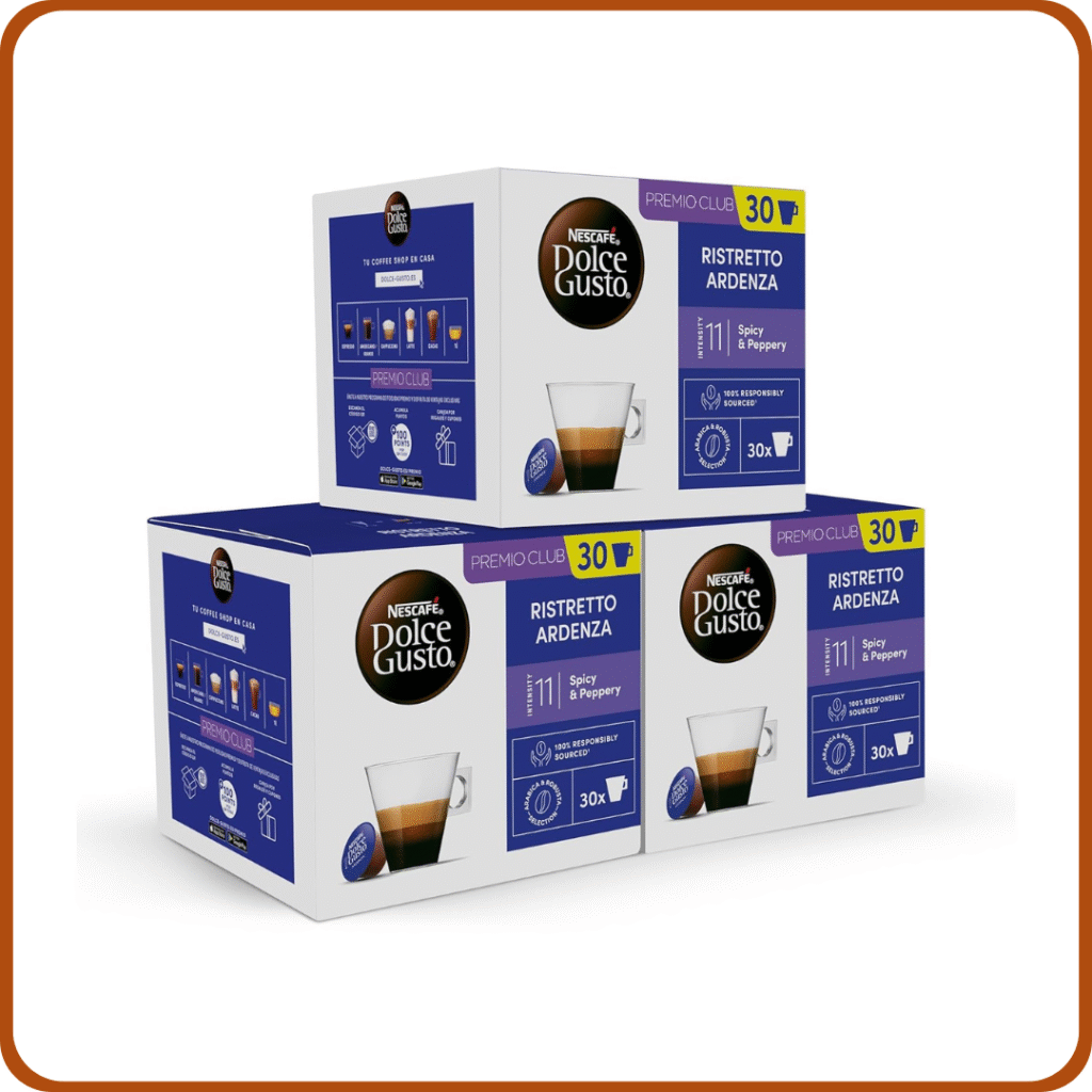 NESCAFÉ Dolce Gusto Espresso Ristretto Ardenza - Cápsulas de Café, 90 Cápsulas (3 x 30) - Intensidad 11 - Café arábica - Originales para cafeteras Dolce Gusto