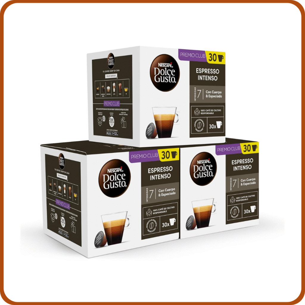 NESCAFÉ Dolce Gusto Espresso Intenso - Cápsulas de Café, 90 Cápsulas (3 x 30) - Intensidad 7 - Originales para cafeteras Dolce Gusto