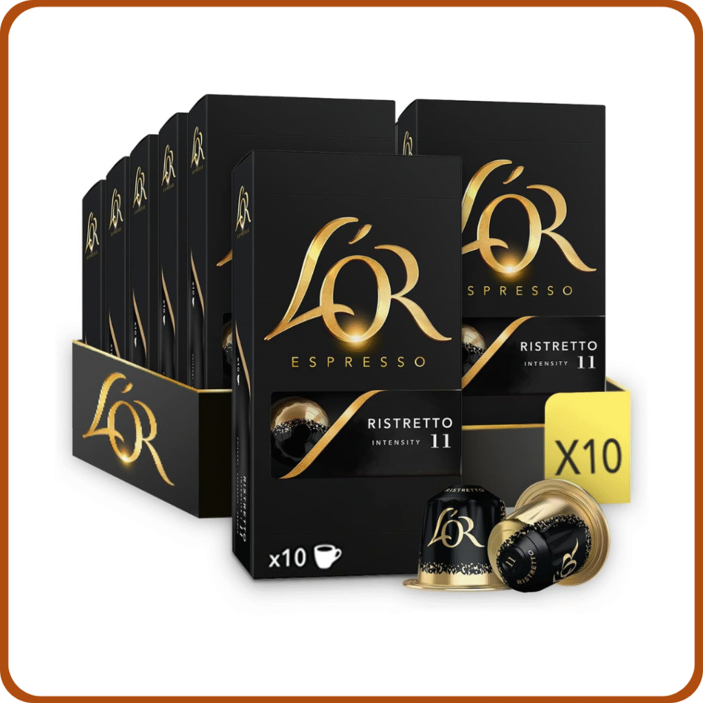 L'Or Espresso Café Ristretto Intensidad 11-100 cápsulas de aluminio compatibles con máquinas Nespresso (R)* (10 Paquetes de 10 cápsulas)