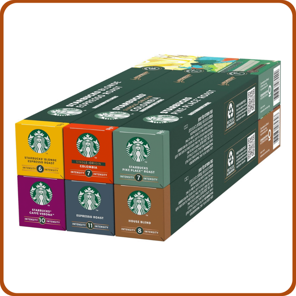 STARBUCKS Paquete Variado de Nespresso, Cápsulas de Café de Diferentes Intensidades 6 x 10 (60 Cápsulas) - Exclusivo de Amazon