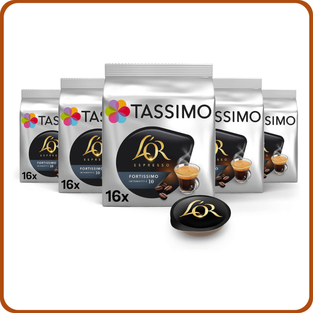 Tassimo Cápsulas de Café L’OR Espresso Fortissimo | 80 Cápsulas Compatibles con Cafetera Tassimo - Intensidad 10 - 5PACK - Amazon Exclusive
