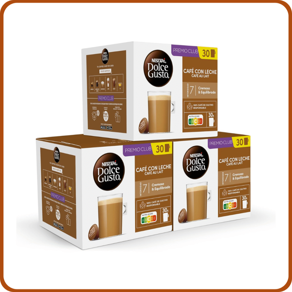 NESCAFÉ Dolce Gusto Café con Leche - Cápsulas de Café, 90 Cápsulas (3 x 30) - Intensidad 7 - Originales para cafeteras Dolce Gusto