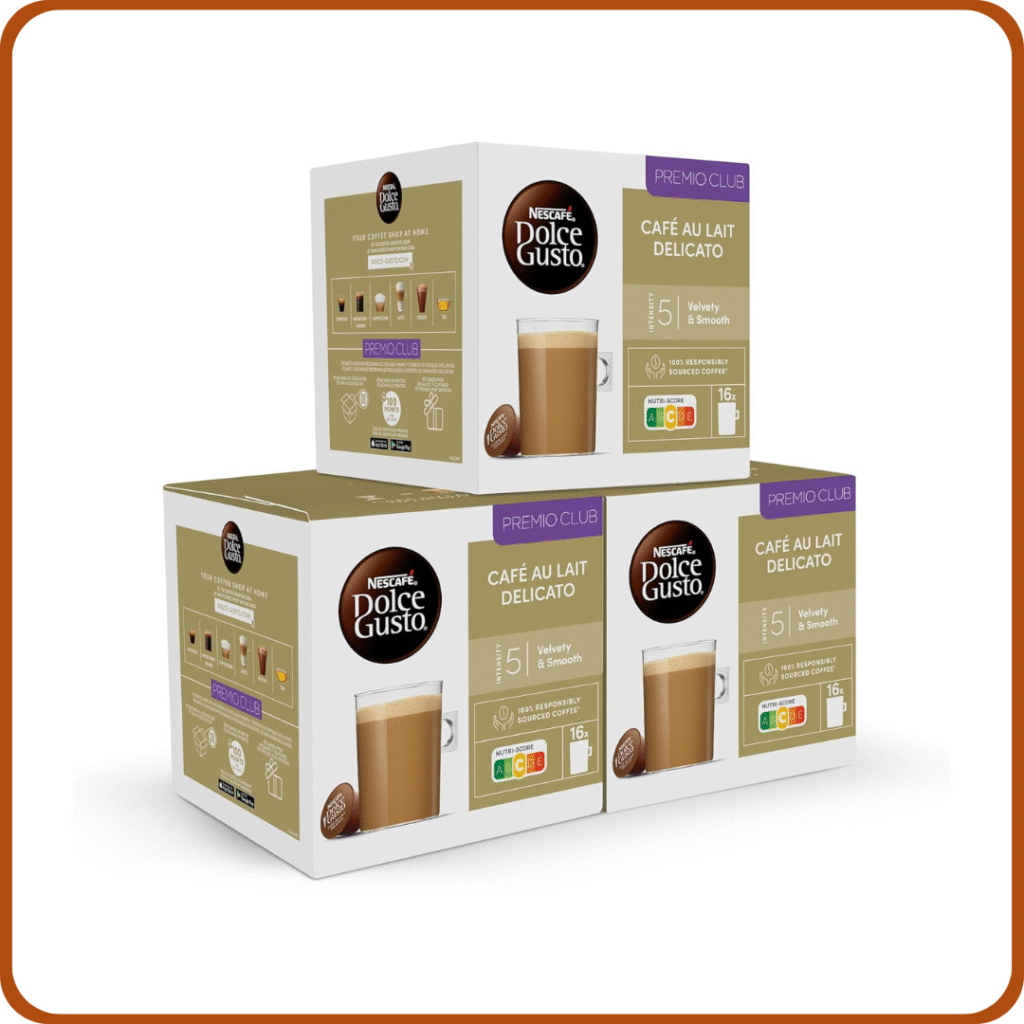 NESCAFÉ Dolce Gusto Café con Leche delicato - Cápsulas de Café, 48 Cápsulas (3 x 16) - Tueste medio con notas sutiles a caramelo - Originales para cafeteras Dolce Gusto