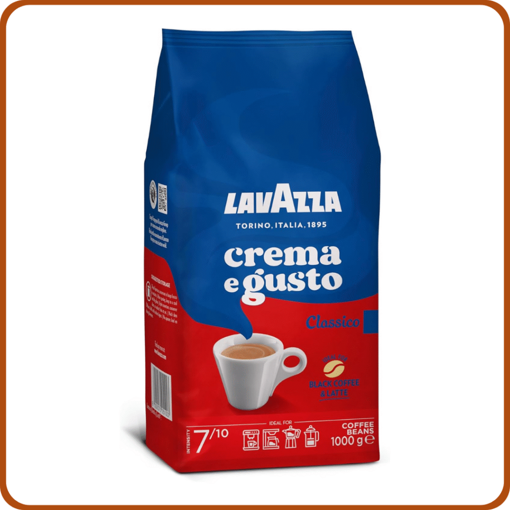 Lavazza, Crema e Gusto Classico, Café en Grano Natural, Ideal para la Máquina de Café Espresso, con Notas Aromáticas de Especias, Arábica y Robusta, Intensidad 7/10, Tueste Oscuro, 1 kg