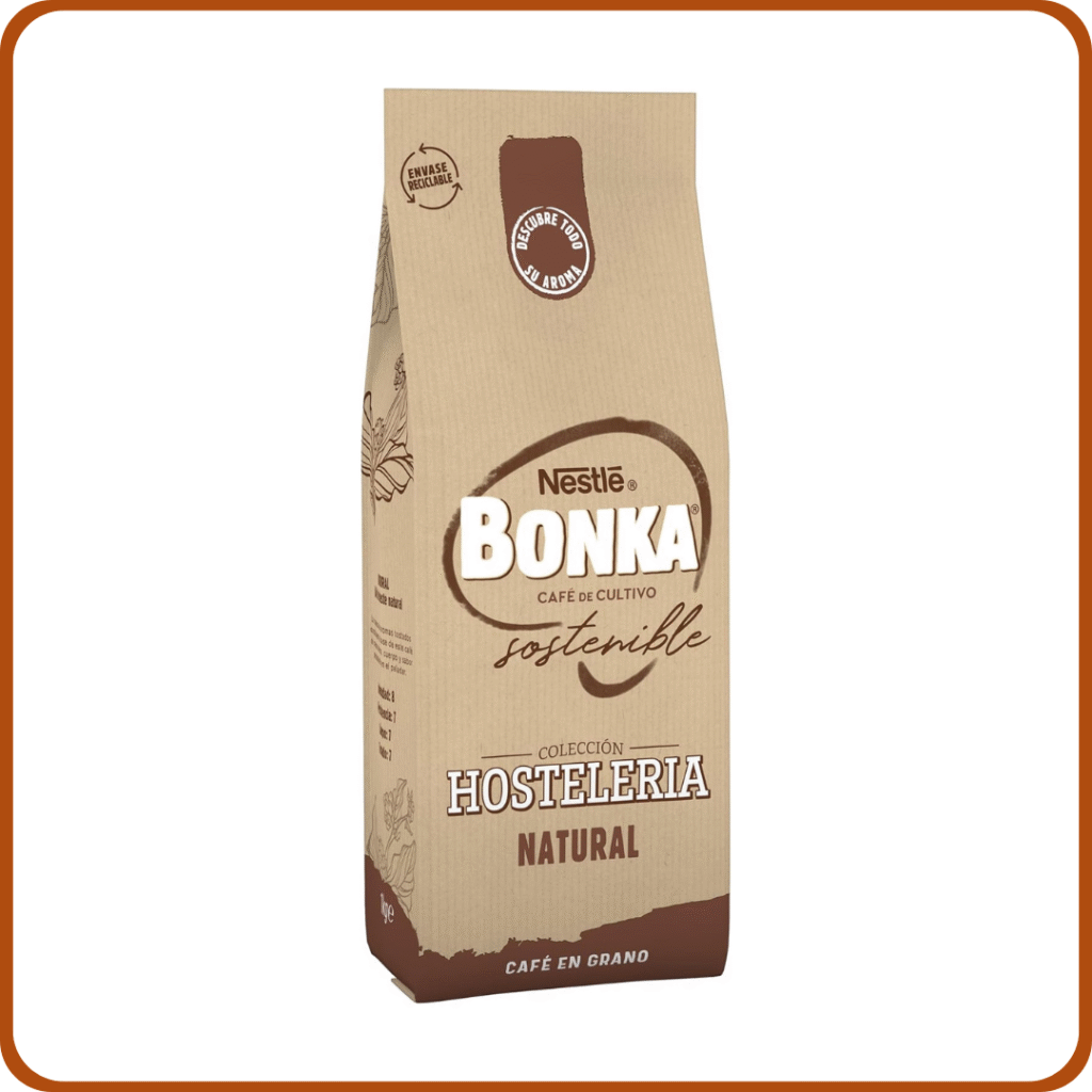 Bonka cafe en grano tostado natural para hostelería, Ideal para maquina de cafe Espresso - 1 paquete x 1 kg