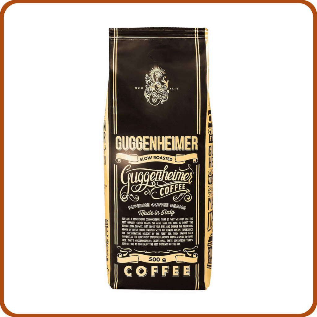 Guggenheimer Supreme Café en Grano Natural 2Kg - Tueste Muy Lento - Mezcla Cafe en Grano Arabica y Robusta - Cafe Grano Máquinas Automáticas - 4x500 g