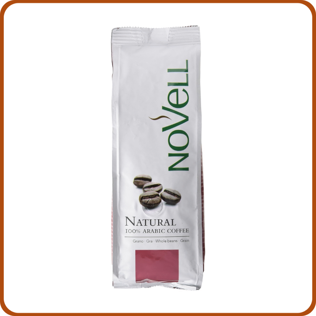 NOVELL - Café en Grano Natural 100% Arábico 1kg | Café Grano Natural para Experiencia Gourmet Premium | 4 Bolsas de 250 g | Fácil Uso con Válvula Unidireccional | Café Arábica Sostenible. .