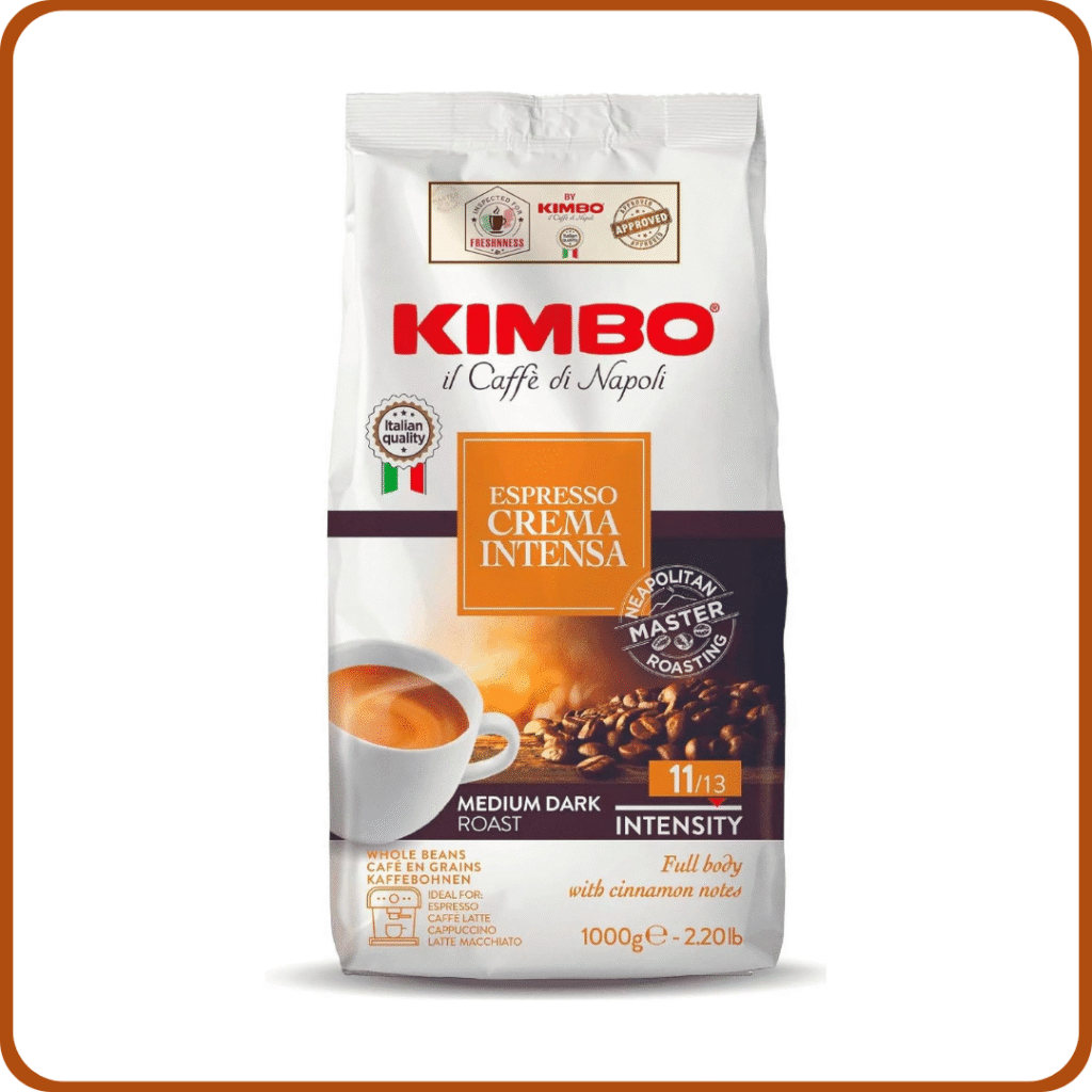 Granos de Café Enteros Kimbo Crema Intensa, Tueste Medio, Bolsa 1kg