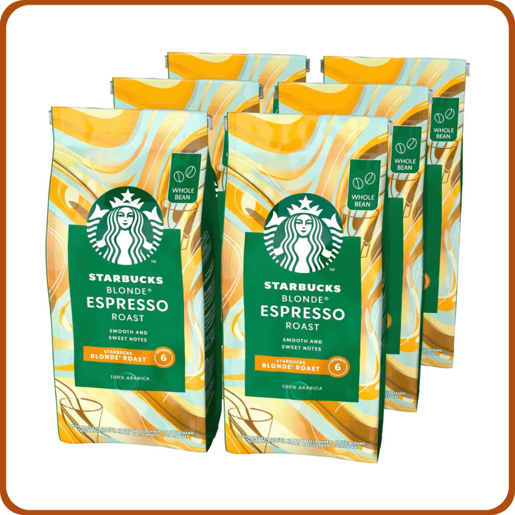 STARBUCKS Blonde Espresso Roast Café De Grano Entero De Tostado Suave, 200g (Paquete de 6)