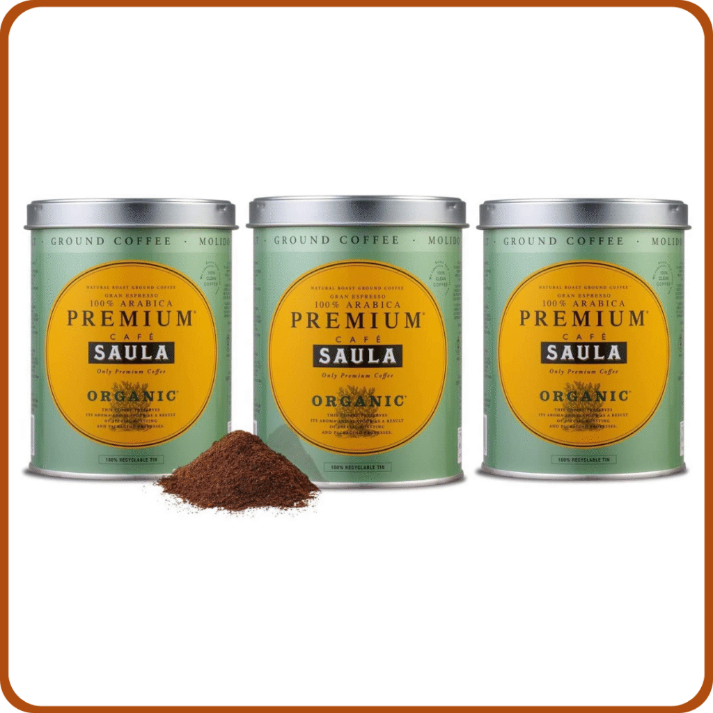 Café Saula Premium Ecológico 100% arábica molido - Pack 3 botes de 250 gr
