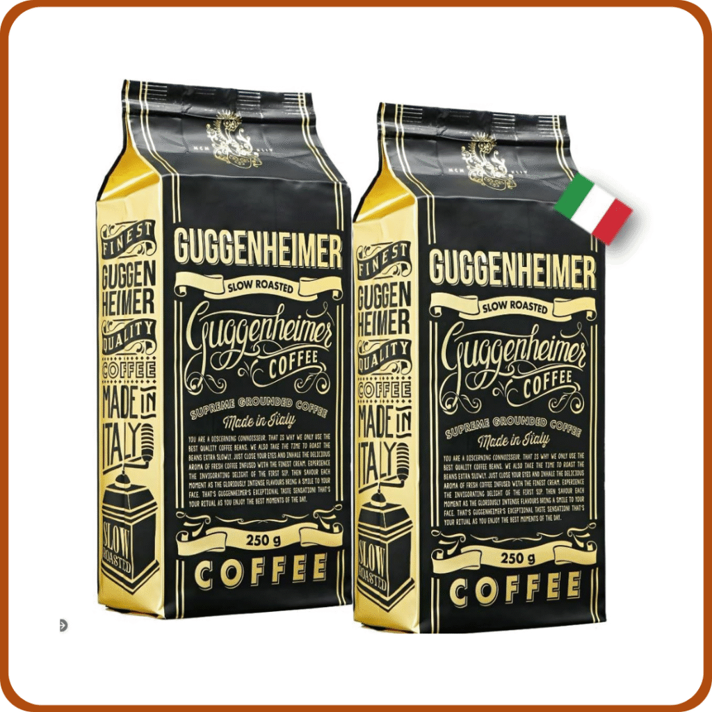 GUGGENHEIMER COFFEE Supreme Café Molido Arabica y Robusta (500 g) - Café Molido Natural para Cafetera y Cafeteras de Espresso - 2 x 250 g
