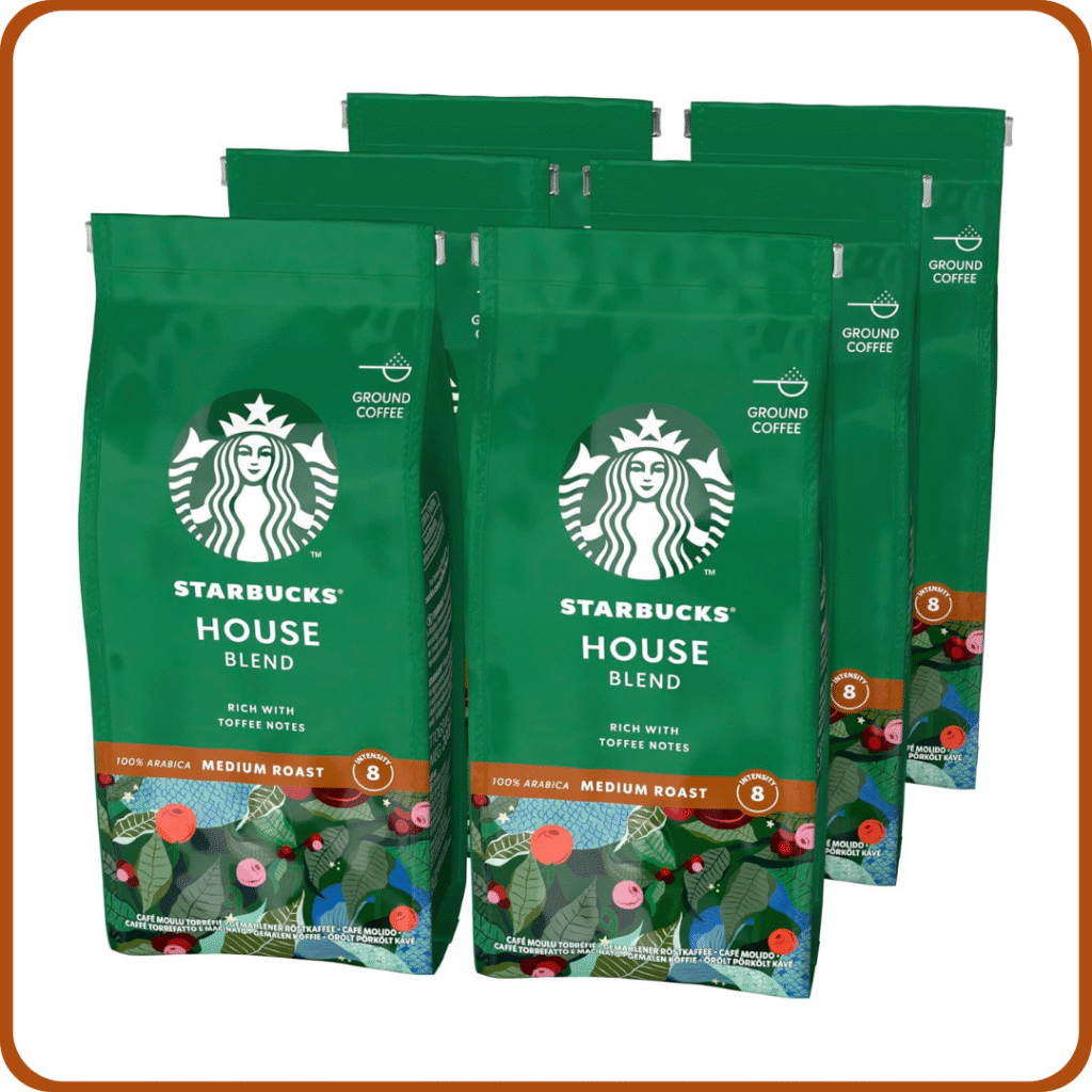 STARBUCKS House Blend Café Molido De Tostado Medio, 200g (Paquete de 6)