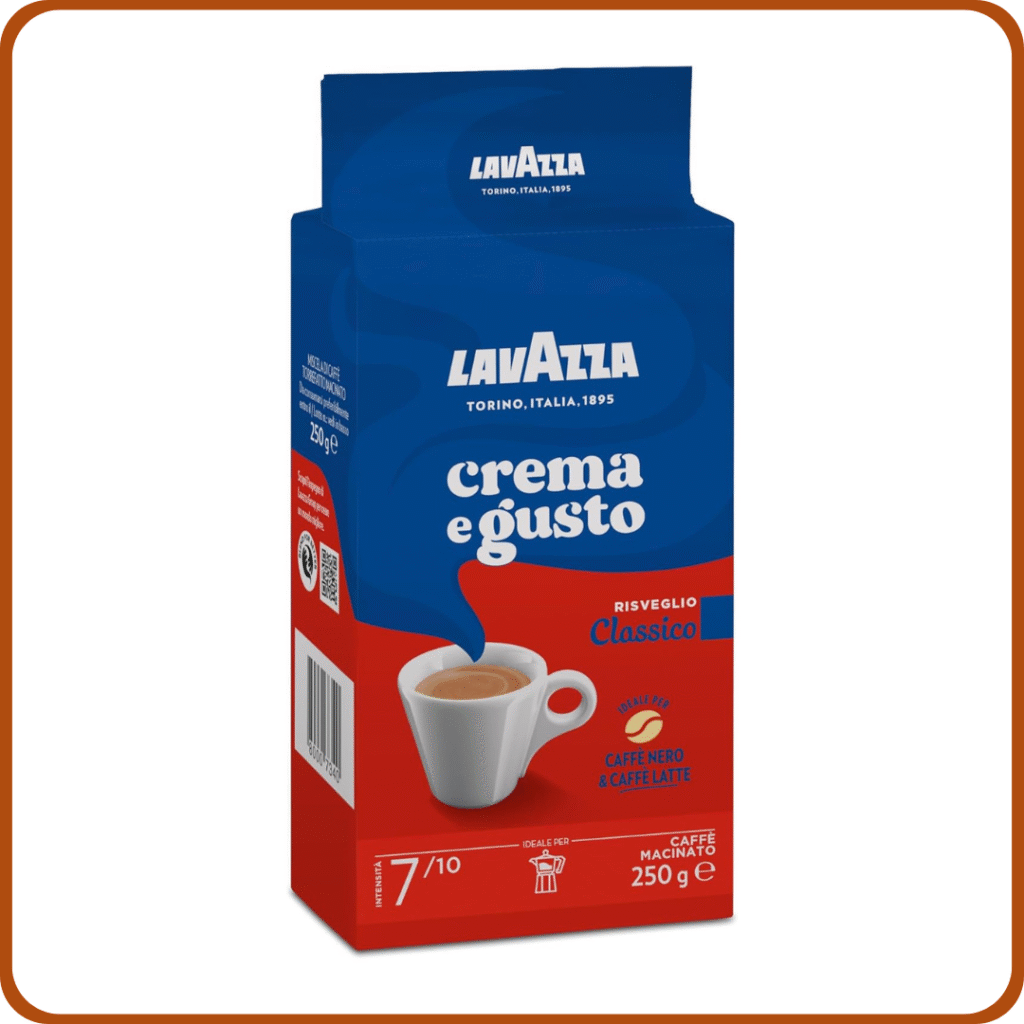 Lavazza, Crema e Gusto Classico, Café Molido Natural, 4 x 250 g, para Cafetera Italiana, de Filtro y Francesa, con Notas de Especias, Arábica y Robusta, Intensidad 7, Tueste Oscuro, Amazon Exclusive