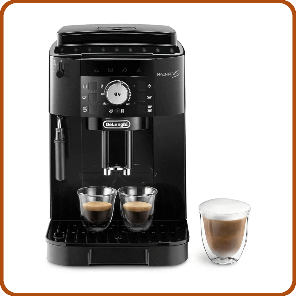 De'Longhi Magnifica S ECAM11.112.B, Cafetera Superautomática con Boquilla para Leche, Cafetera Espresso del Grano a la Taza con 2 Recetas One-Touch, Panel de Control Soft-Touch, 1450W, Negro 