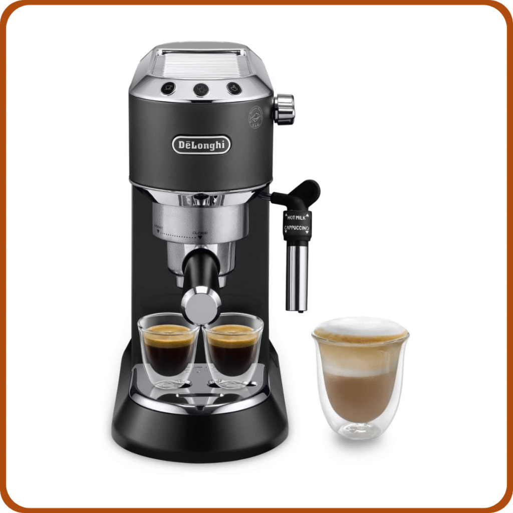 De'Longhi Dedica - Cafetera de Bomba de Acero Inoxidable para Café Molido o Monodosis, Cafetera para Espresso y Cappuccino, Depósito de 1.3 Litros, Sistema Anti-goteo, EC685.BK, Negro