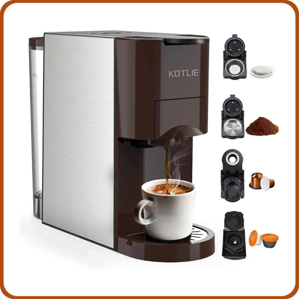 19 Bar Expreso 4 en 1 Cafetera de Capsulas para Dolce Gusto/Nespresso Original/Ground/ESE Pods(44mm) AC-513K