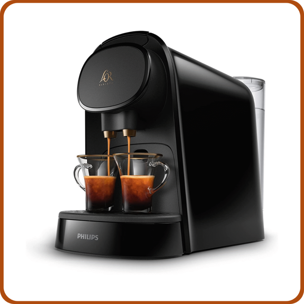 Philips L'Or Barista Original Cafetera de Cápsulas, Negro Piano, Reconocimiento de Cápsula Doble, 1 o 2 Tazas, Bandeja de Goteo Ajustable, (LM8012/60)
