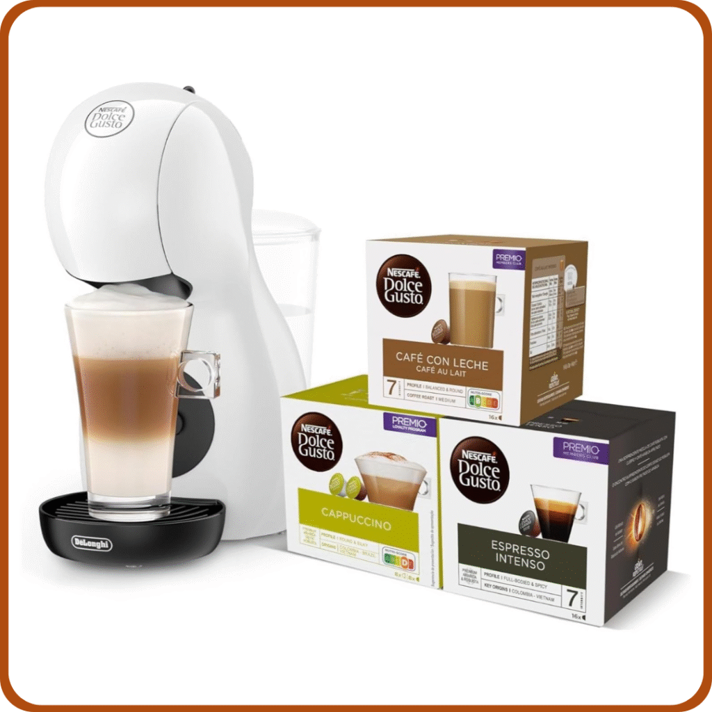 De'Longhi Nescafé Dolce Gusto Piccolo XS EDG110.WB, Cafetera Cápsulas, Incluye 3 Paquetes de Cápsulas, Diseño Super-Compacto, Cafetera Manual para Café y Otras Bebidas, 1500W, Blanco
