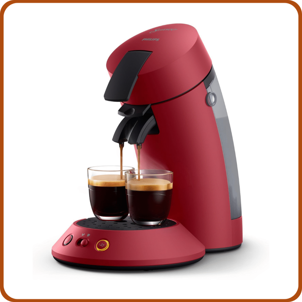 Philips SENSEO Original Plus Cafetera de Monodosis, Selección de Intensidad, Tecnología Coffee Boost, Bajo Consumo, 1 o 2 Tazas de Café, Rojo Oscuro (CSA210/91) [Clase de eficiencia energética A]