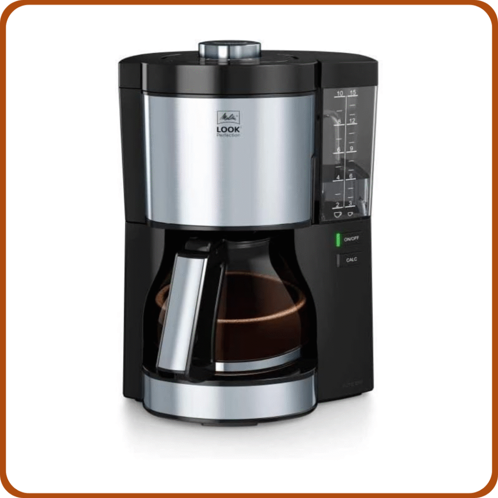 Melitta Look V Perfection 1025-06, Cafetera Goteo, AromaSelector, Moderna, Jarra de Vidrio, Depósito de Agua Extraíble, Protección 3 en 1 Anti Cal, 1,25 Litros, 10 Tazas, Filtros 1x4, 1080W, Negro 