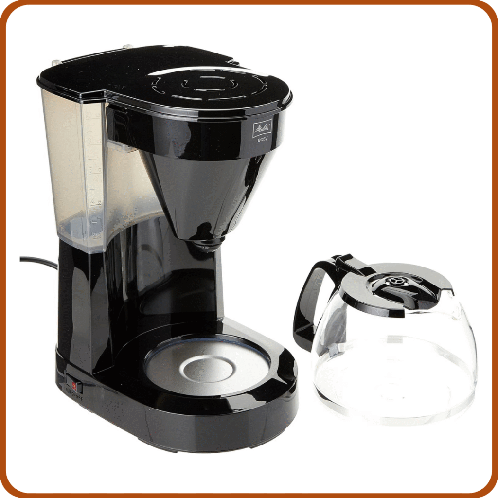 Melitta Easy II 1023-02 - Cafetera de goteo con jarra de vidrio y portafiltros aptos para lavavajillas, cafetera de filtro antigoteo, máquina de café para hasta 10 tazas, 1,25 L, negro