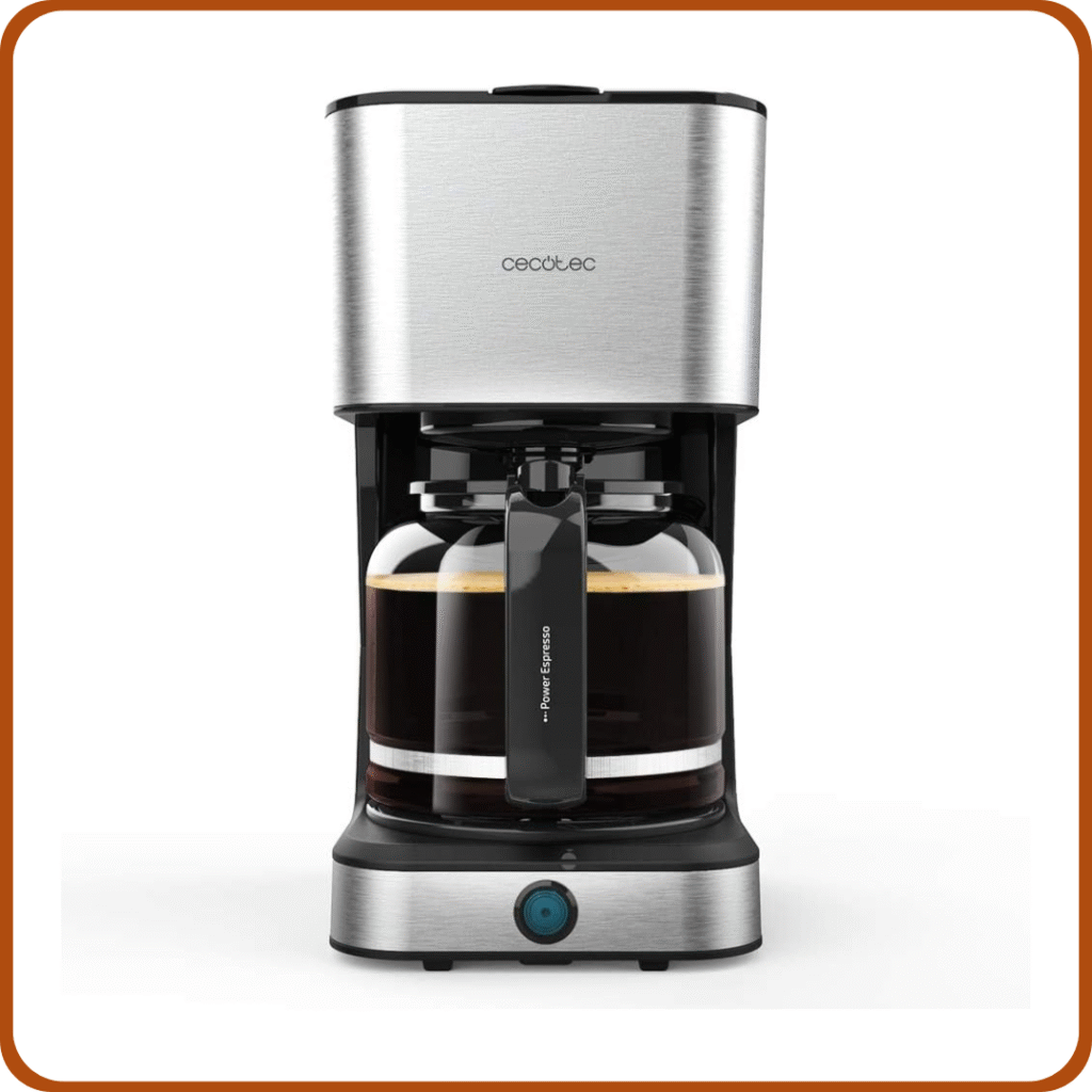 Cecotec Cafetera de Goteo Coffee 66 Heat. 950 W, Tecnología ExtemeAroma, Función Recalentar y Mantener, Jarra Termoresistente de 1,5L, Autoapagado, Acabado en Acero Inoxidable