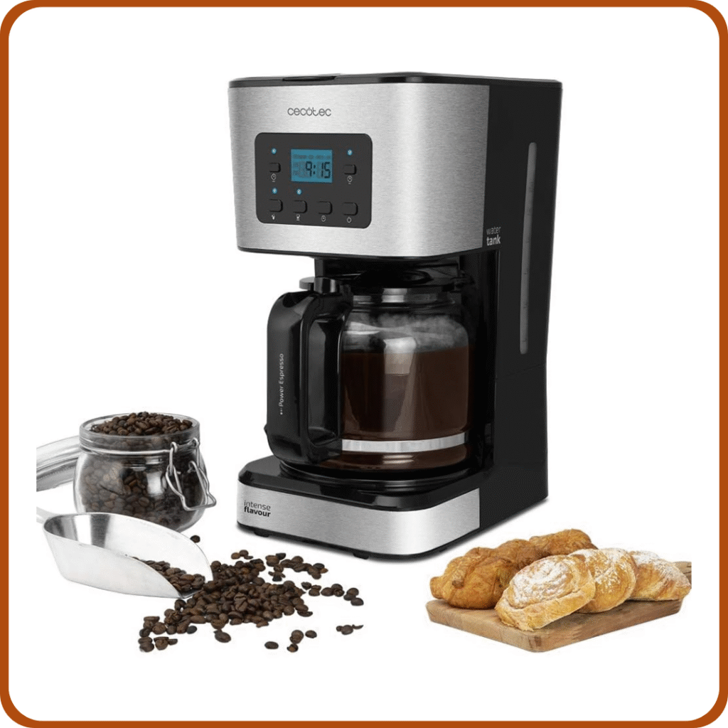 Cecotec Cafetera Goteo Coffee 66 Smart. 950 W, Programable 24h, Tecnología ExtemAroma, Función AutoClean, Acabados en Acero Inoxidable, Pantalla LCD, Jarra de Vidrio de 1,5 L