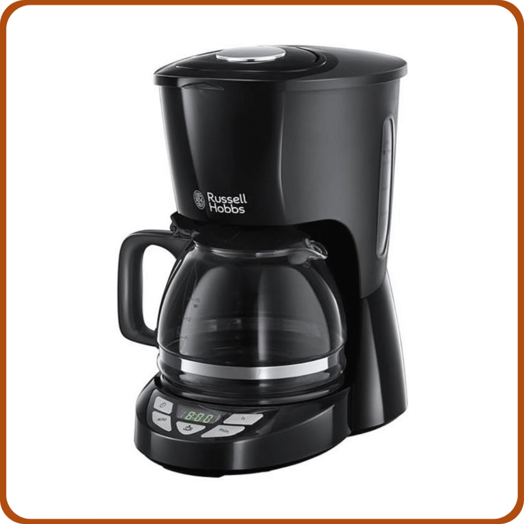 Russell Hobbs 22620-56 22620-56-Cafetera Textures Plus (Jarra de Cristal, función Pausa, Temporizador), 975 W, 10 Cups, INOX, Negro