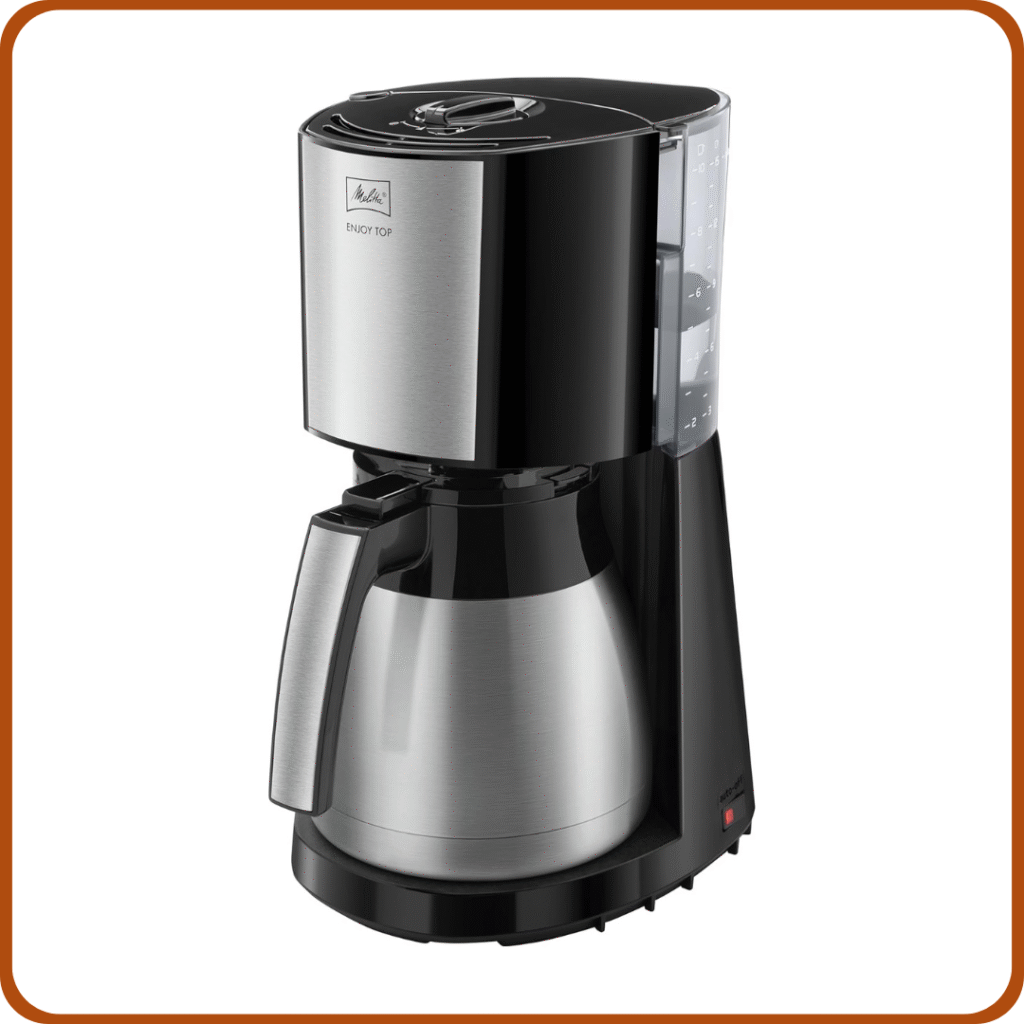 Melitta Enjoy Top Therm, 1017-08 - Cafetera de goteo con jarra térmica y tapa Easy Click, cafetera de filtro con portafiltros pivotante, máquina de café para hasta 10 tazas, 1,25 L, negro