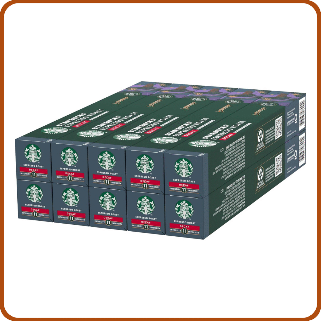 STARBUCKS Espresso Roast Descafeinado de Nespresso, Cápsulas de Café de Tueste Intenso 10 x 10 (100 Cápsulas)