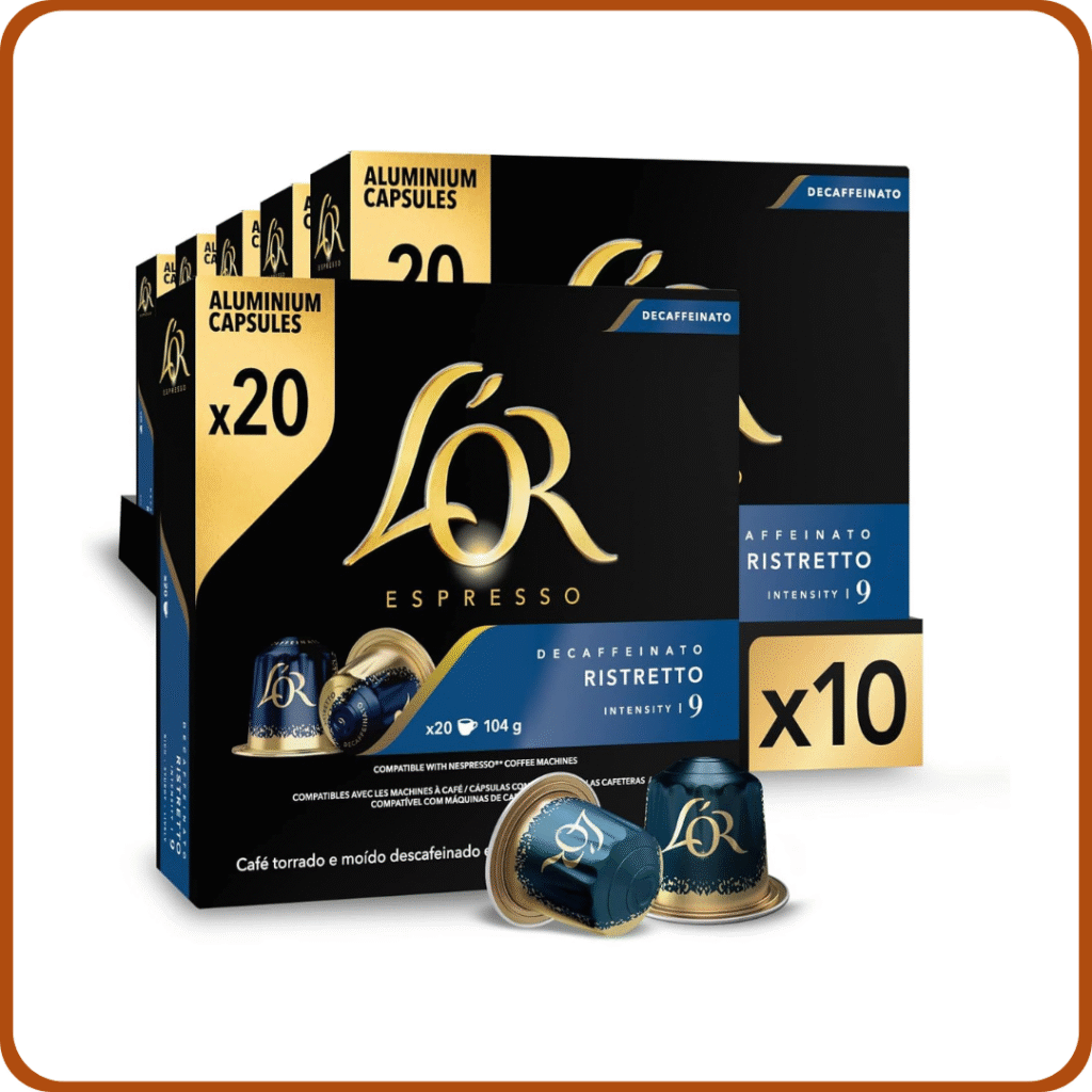 L'OR Espresso Cápsulas de Café Ristretto Decaffeinato | Intensidad 9 | 200 Cápsulas Compatibles Nespresso (R)* - Amazon Exclusive