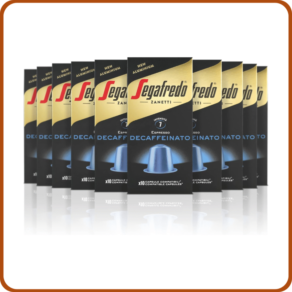 Segafredo Zanetti 100 Cápsulas de Aluminio Compatibles con Nespresso Café Descafeinado con Método Natural (10 Cajas de 10 Cápsulas) - Adecuadas para Máquinas Nespresso Original