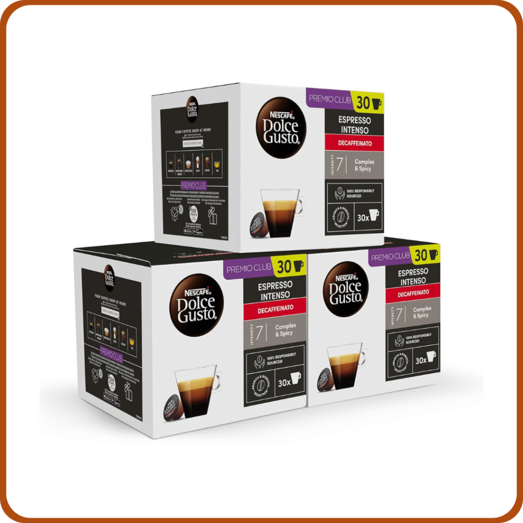 NESCAFÉ Dolce Gusto Espresso Intenso Descafeinado - Cápsulas de Café, 90 Cápsulas (3x30) - Originales para cafeteras Dolce Gusto
