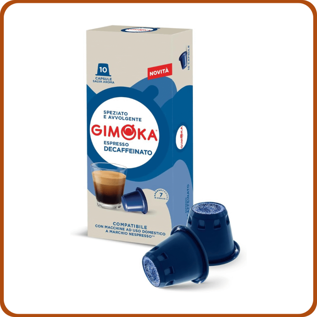 Gimoka Mezcla de Café Espresso Descafeinado, intensidad 7/13-100 Cápsulas - Compatibles con Máquinas de Café Nespresso* para uso doméstico - Producido en Italia - 10 paquetes de 10
