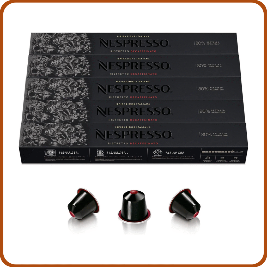 Nespresso Original Cápsulas de Café Ristretto Descafeinado, 50 Cápsulas para Máquina de Café, Cafetera, Tueste Intento con Notas Afrutadas