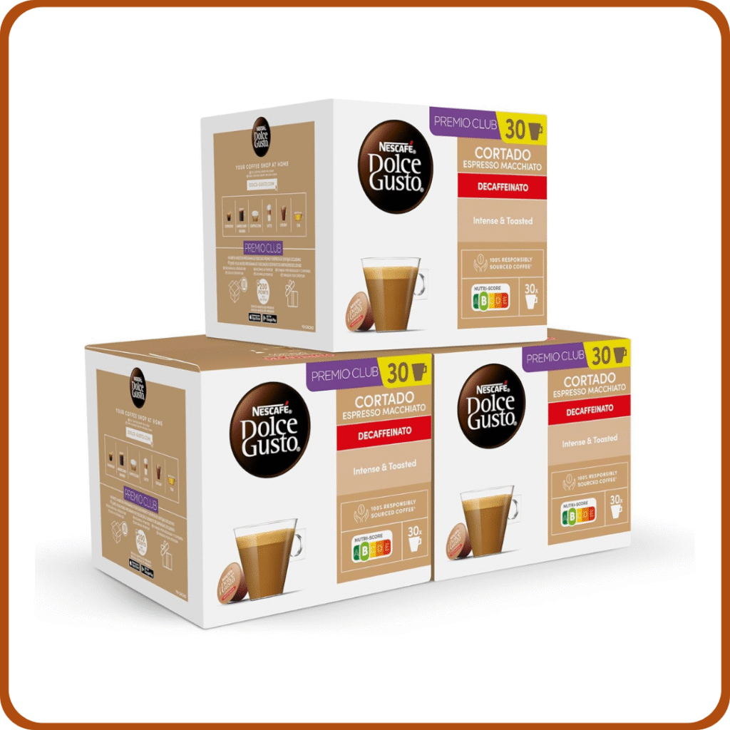 NESCAFÉ Dolce Gusto Cortado descafeinado - Cápsulas de Café, 90 cápsulas (3x30) - Originales para cafeteras Dolce Gusto
