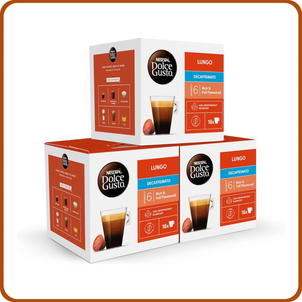 NESCAFÉ Dolce Gusto Lungo Descafeinado - Cápsulas de Café, 48 Cápsulas (3 x 16) - Originales para cafeteras Dolce Gusto