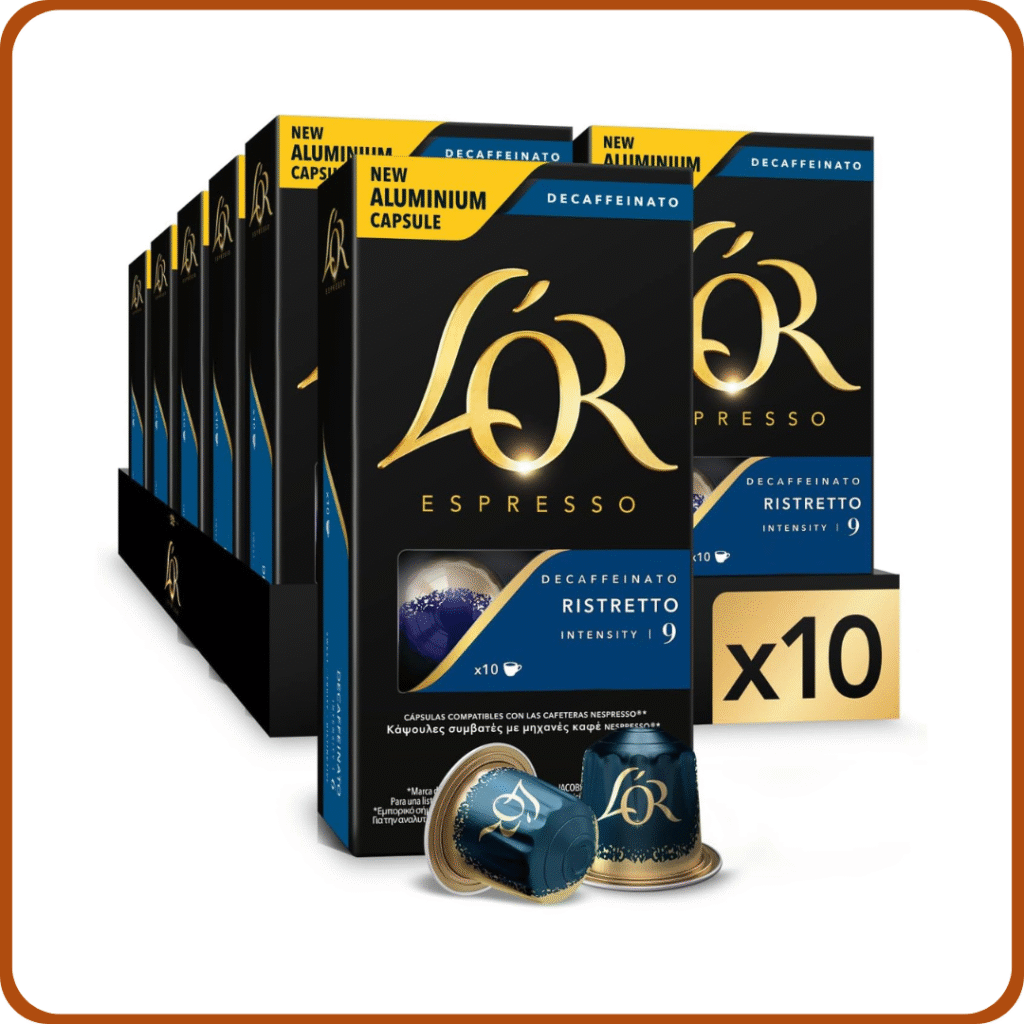 L'OR Espresso Cápsulas de Café Ristretto Decaffeinato | Intensidad 9 | 100 Cápsulas Compatibles Nespresso
