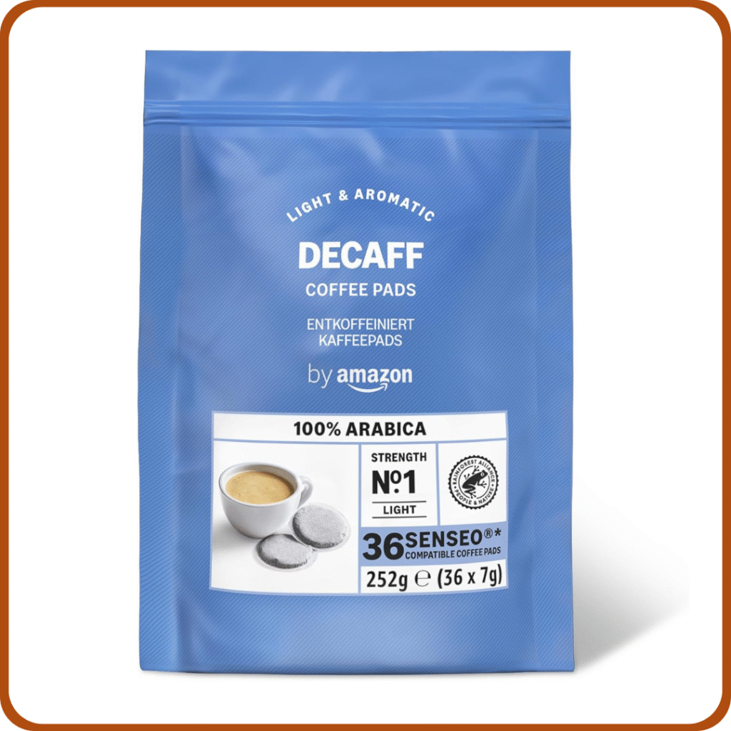 by Amazon Vainas de café descafeinado 100% arábica, aptas para máquinas Senseo, 36 unidades, 1 unidad