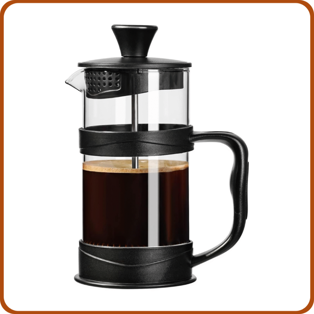 ParaCity Cafetera de prensa francesa, mini cafetera de camping de acero inoxidable 304 multifiltro y vidrio resistente al calor, prensa de café frío de 12 onzas para regalo de viaje y hogar (negro)