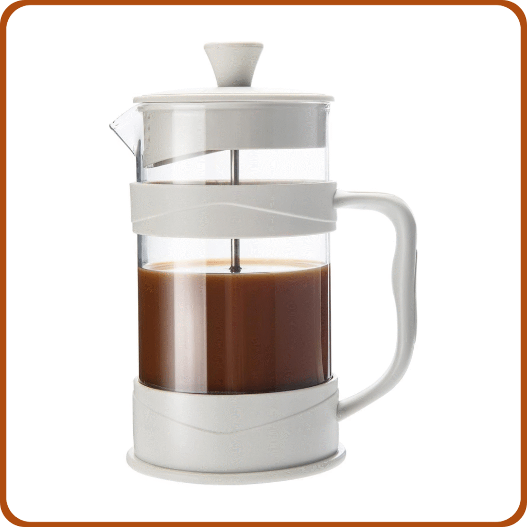 PARACITY Cafetera Francesa/Prensa Francesa, French Press de filtro de acero inoxidable 304 y vidrio resistente al calor, cafetera embolo de 350ML para viajes y regalo en el hogar (blanco)