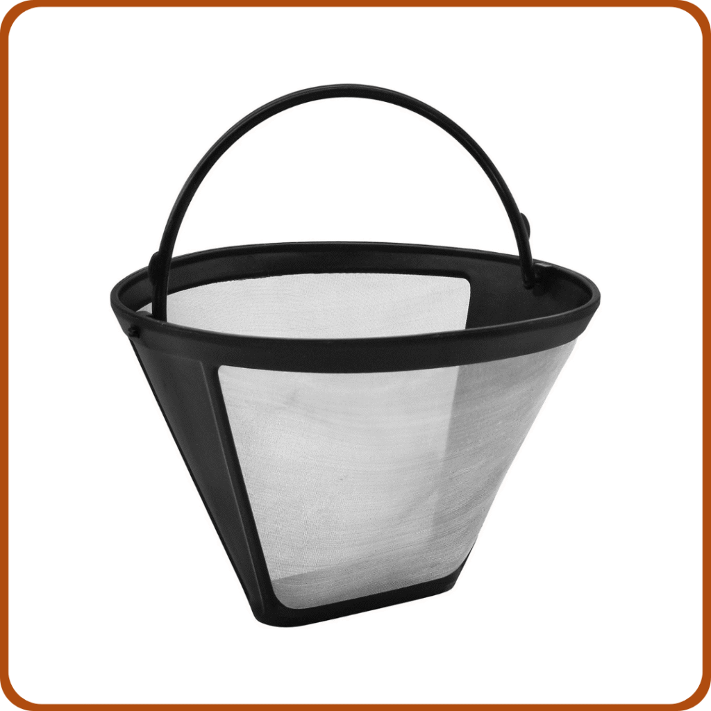 Fackelmann Filtro Permanente Café o Té nº4, Óptimo para Cafetera Eléctrica de Goteo, Reutilizable, Malla de Acero Inoxidable, Color Negro, 11.5x8.5cm, 1 ud 