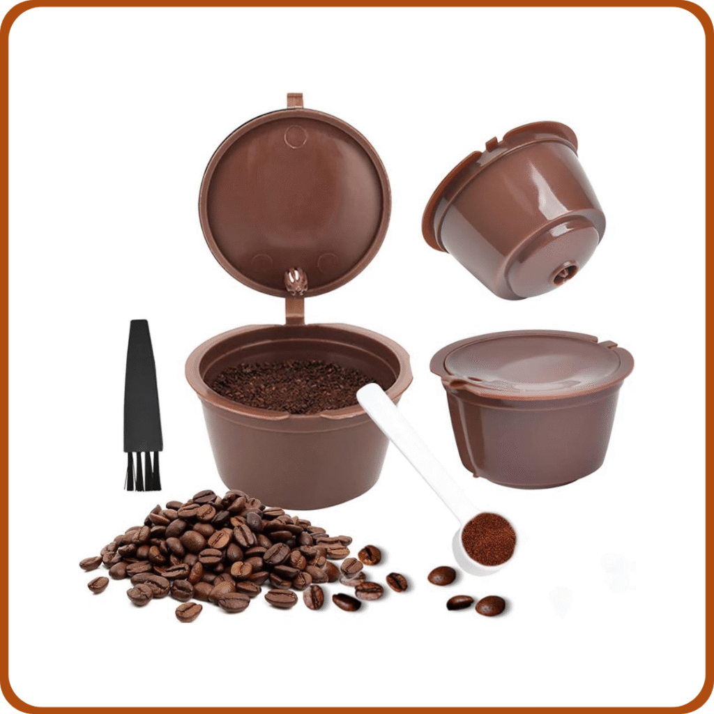 FOROREH 3 cápsulas de café reutilizables para Dolce Gusto Machine - Cápsulas de café recargables - Filtro de café monodosis con cuchara de café y cepillo de limpieza 