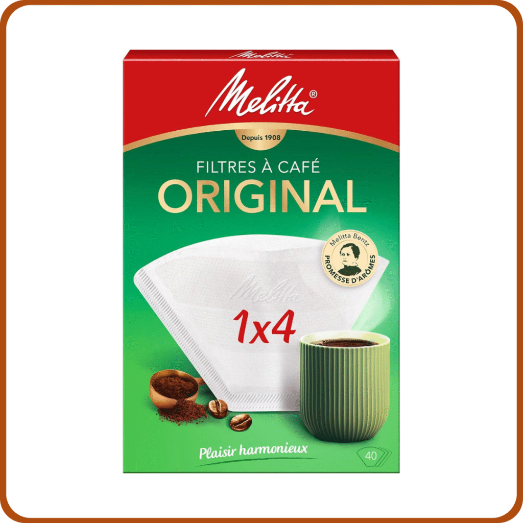 Melitta Filtros de café Original - Filtros para café aptos para cafetera de goteo, fabricados con papel AromaPor, ideales para cafeteras, con 3 zonas aromáticas, tamaño 1 x 4, 40 unidades 