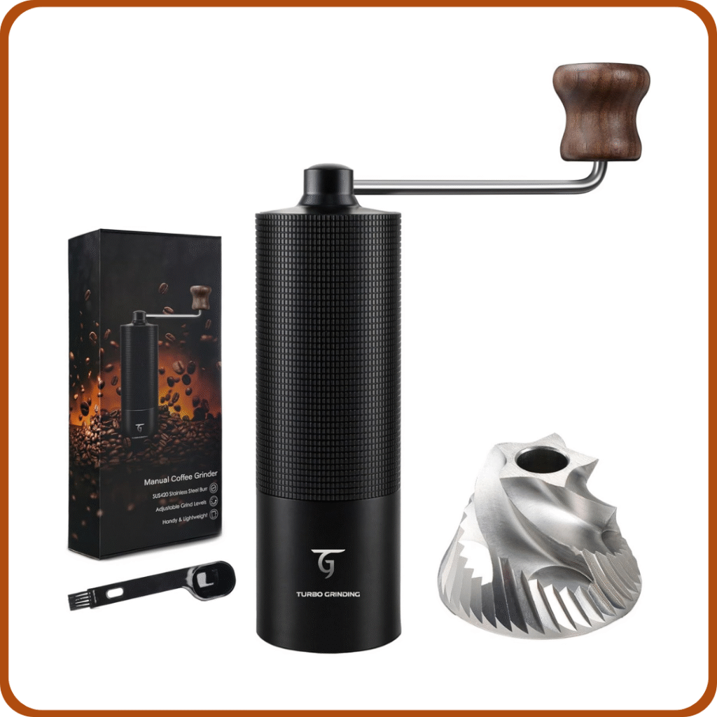 SUNYA Molinillo de Café Manual con Cónica de Acero Inoxidable incluye un Recetario de Café Molino de Cafe Portátil con Molido Preciso Ajustable, Negro (MCG-02 Negro) 