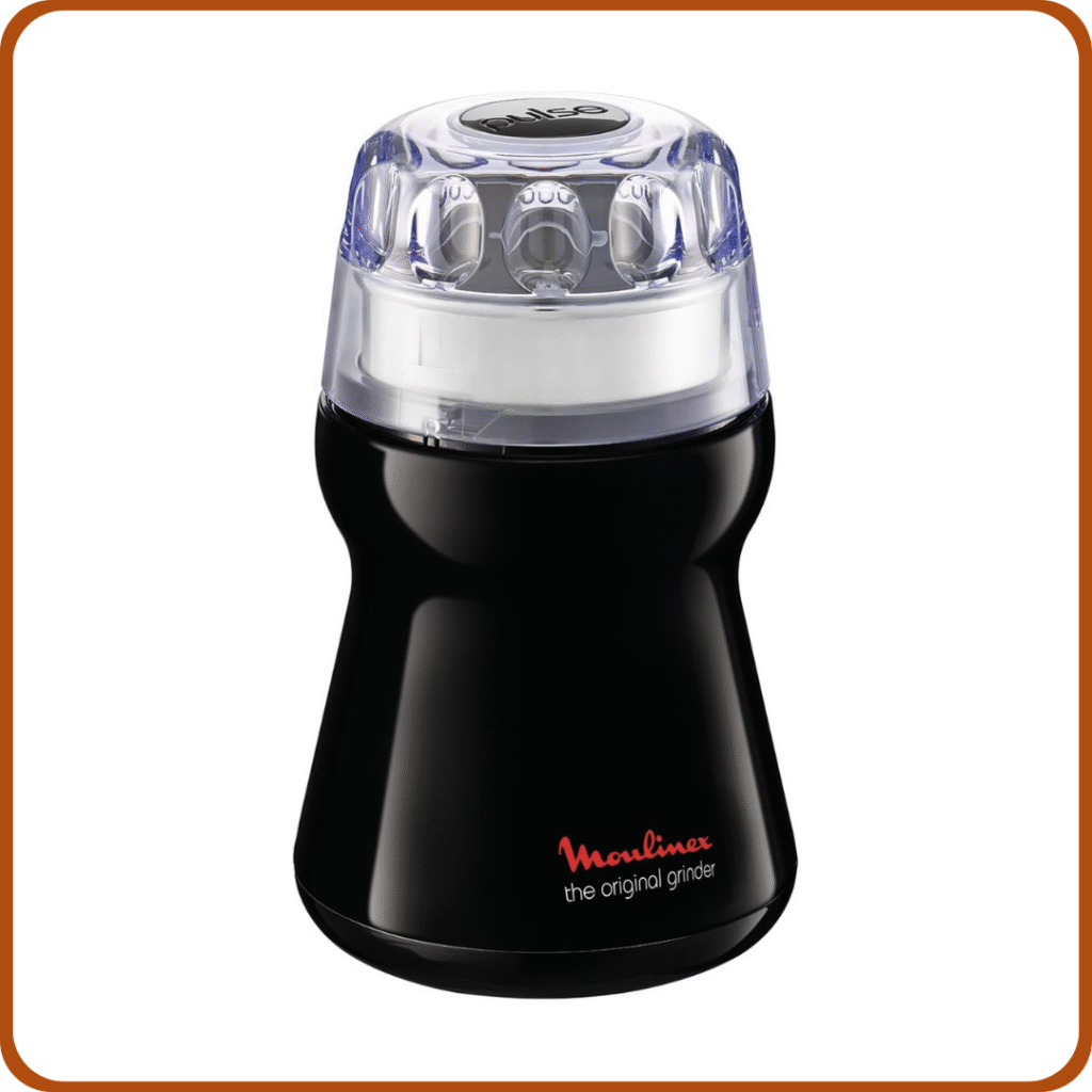 Moulinex Grinder AR110830, Molinillo de café de 180 W para 9 tazas , con capacidad de 50 g con mecanismo de funcionamiento a presión 1,2,3, color negro 